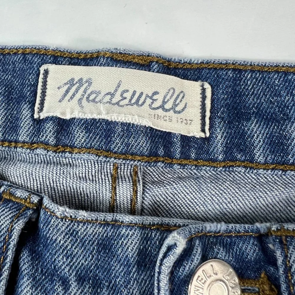 Madewell Jean Shorts Women's 24 Slim Boy Blue Fade Whiskers Cut Off Denim Jorts